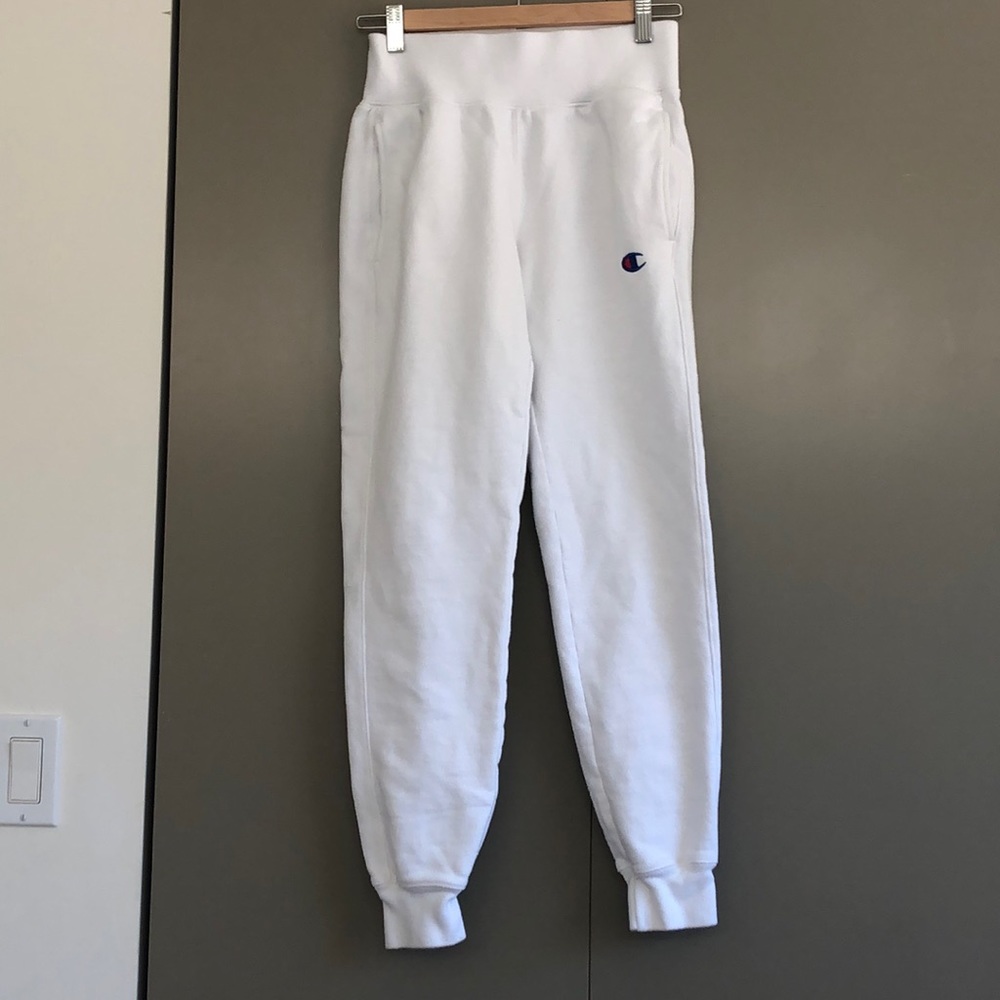 Champion Reverse Weave White Jogger Sweatpants